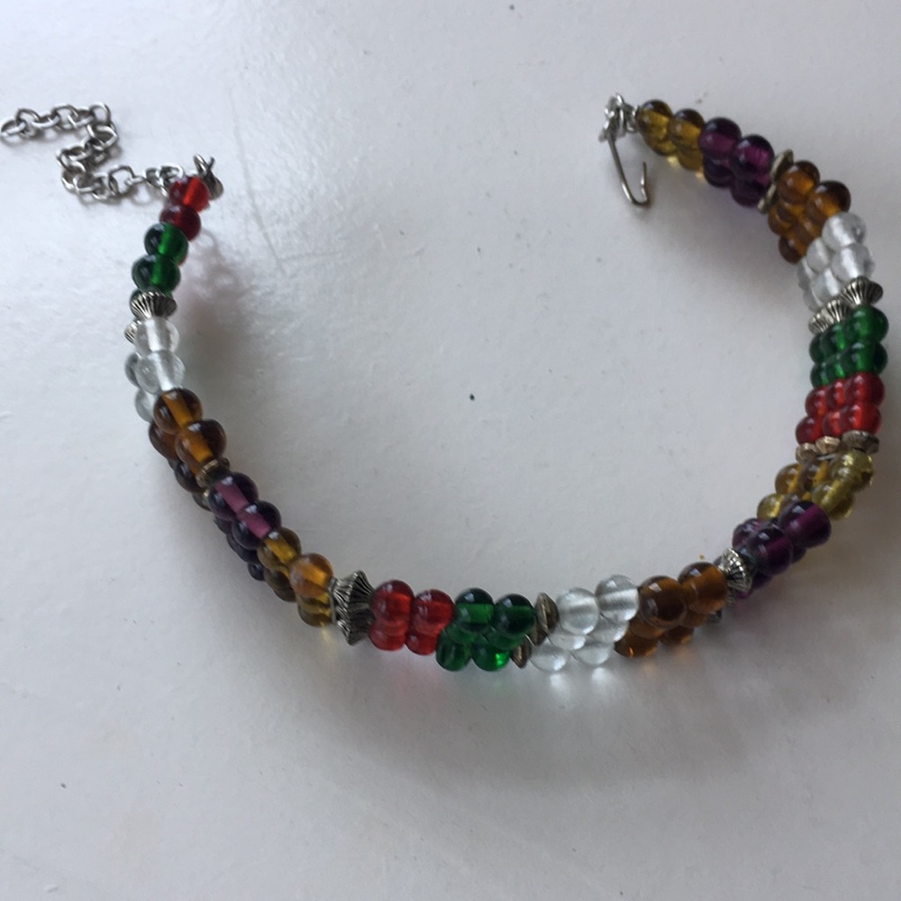 Adjustable Triple Layer Multi-Color Beaded Choker - image 4